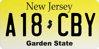 NJ license plate A18CBY