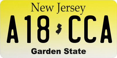 NJ license plate A18CCA