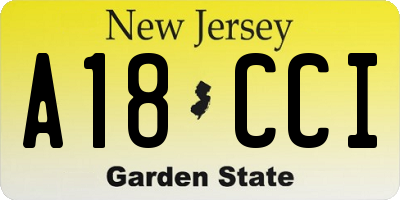 NJ license plate A18CCI