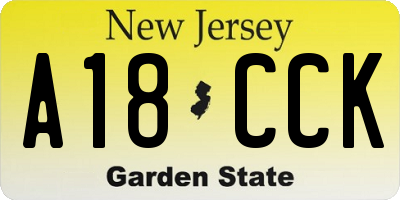 NJ license plate A18CCK