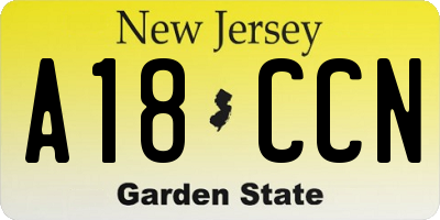 NJ license plate A18CCN