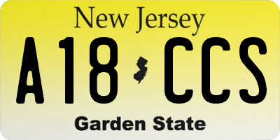 NJ license plate A18CCS