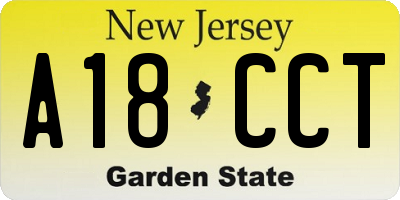 NJ license plate A18CCT
