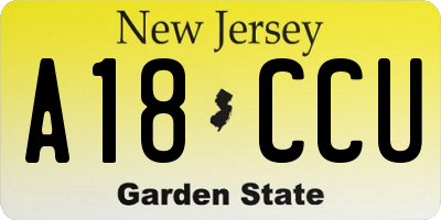 NJ license plate A18CCU