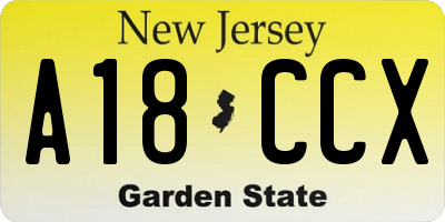 NJ license plate A18CCX