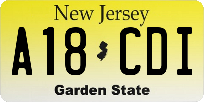 NJ license plate A18CDI