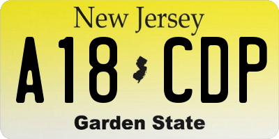 NJ license plate A18CDP