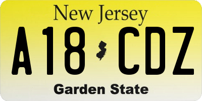 NJ license plate A18CDZ
