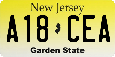 NJ license plate A18CEA