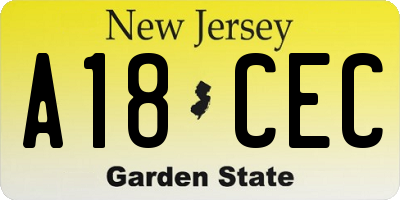 NJ license plate A18CEC
