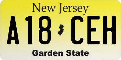NJ license plate A18CEH