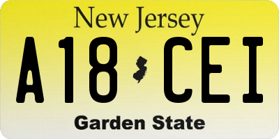 NJ license plate A18CEI