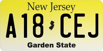 NJ license plate A18CEJ