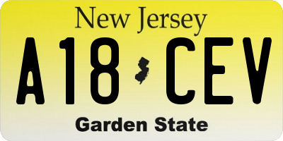 NJ license plate A18CEV