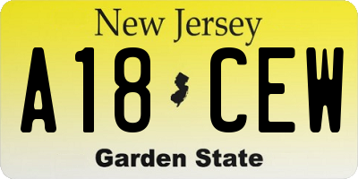 NJ license plate A18CEW