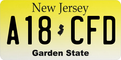 NJ license plate A18CFD