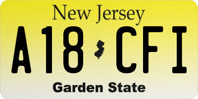 NJ license plate A18CFI
