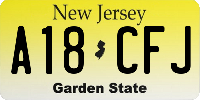 NJ license plate A18CFJ