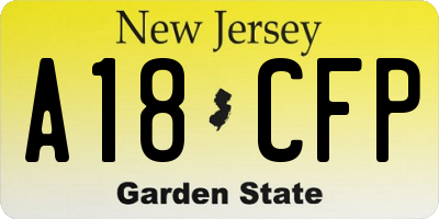 NJ license plate A18CFP