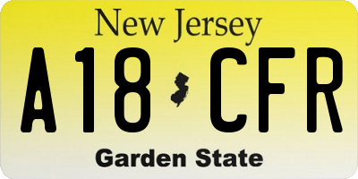 NJ license plate A18CFR