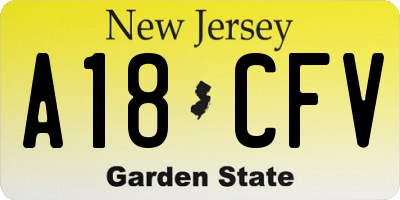 NJ license plate A18CFV