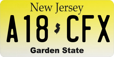 NJ license plate A18CFX