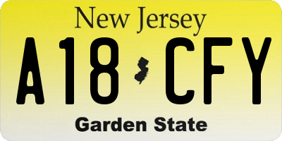 NJ license plate A18CFY