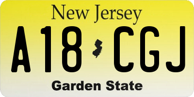 NJ license plate A18CGJ