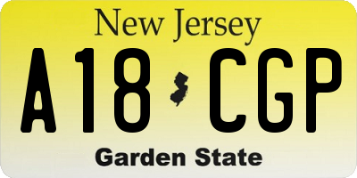 NJ license plate A18CGP