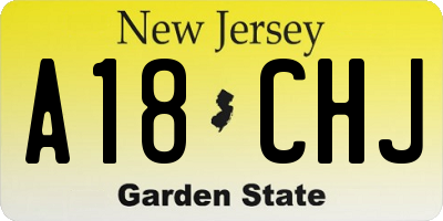 NJ license plate A18CHJ