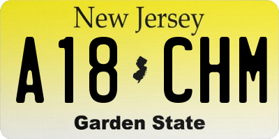 NJ license plate A18CHM