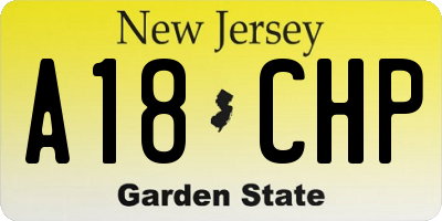 NJ license plate A18CHP