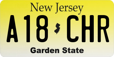 NJ license plate A18CHR