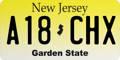 NJ license plate A18CHX