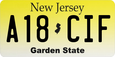 NJ license plate A18CIF