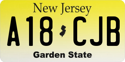 NJ license plate A18CJB