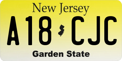 NJ license plate A18CJC