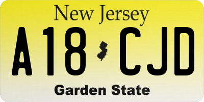 NJ license plate A18CJD
