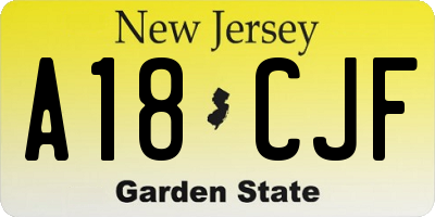 NJ license plate A18CJF