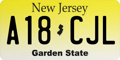 NJ license plate A18CJL