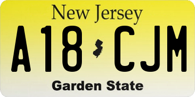 NJ license plate A18CJM