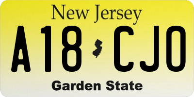NJ license plate A18CJO