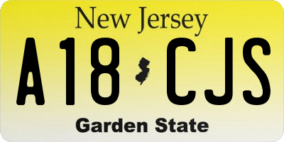 NJ license plate A18CJS