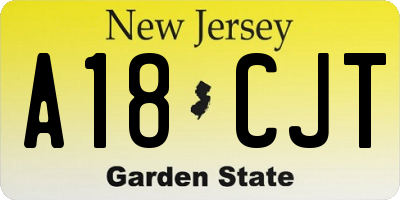 NJ license plate A18CJT
