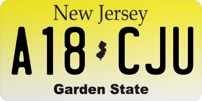 NJ license plate A18CJU