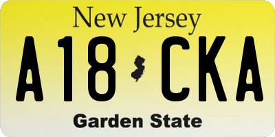NJ license plate A18CKA