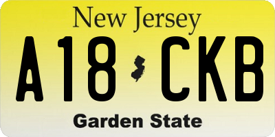 NJ license plate A18CKB