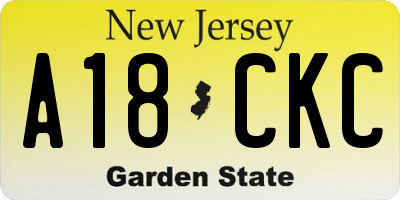 NJ license plate A18CKC