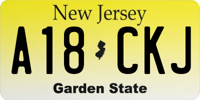 NJ license plate A18CKJ