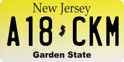 NJ license plate A18CKM